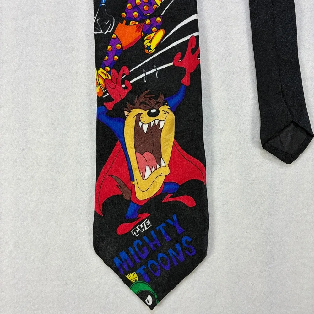 Looney Tunes Mania Mighty Toons Vintage 1993 Necktie Mens Superhero Black OS